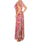 Pink Multi Print Button Detail Maxi Dress