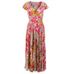 Pink Multi Print Button Detail Maxi Dress