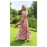 Pink Multi Print Button Detail Maxi Dress