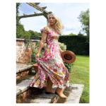 Pink Multi Print Button Detail Maxi Dress