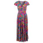 Vibrant Multi Print Button Detail Maxi Dress