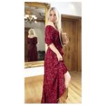 Dark Red Ditsy Print off the Shoulder Maxi Dress