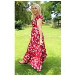 Red and White Floral Print Button Through Maxi Dress