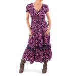 Pink and Navy Blue Paisley Button Through Midi Dress