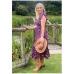 Pink and Navy Blue Paisley Button Through Midi Dress