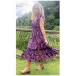 Pink and Navy Blue Paisley Button Through Midi Dress