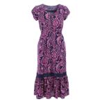 Pink and Navy Blue Paisley Button Through Midi Dress