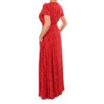 Red Ditsy Print Button-Through Maxi Dress