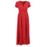 Red Ditsy Print Button-Through Maxi Dress