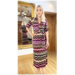 Pink and Brown Chevron Midi Shirt Dress