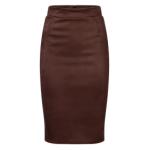 Chocolate Brown Faux Suede Pencil Skirt