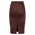 Chocolate Brown Faux Suede Pencil Skirt