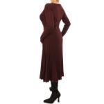 Chocolate Brown Pleated V Neck Jumper Dress