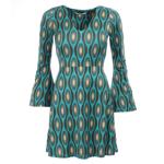 Green Retro Print Tunic Top or Mini Dress