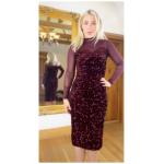 Wine Velvet Sequin and Mesh Midi Dress