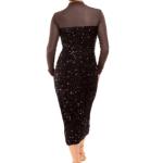 Black Velvet Sequin and Mesh Midi Dress