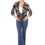 Navy Blue Embroidered Long Sleeve Shirt