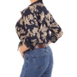 Navy Blue Embroidered Long Sleeve Shirt