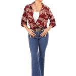 Burgundy Embroidered Long Sleeve Shirt