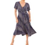 Navy Blue Fit & Flare Flutter Sleeve Dress