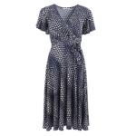 Navy Blue Fit & Flare Flutter Sleeve Dress