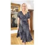 Navy Blue Fit & Flare Flutter Sleeve Dress