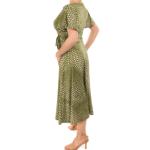 Olive Green Fit & Flare Flutter Sleeve Dress