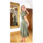 Olive Green Fit & Flare Flutter Sleeve Dress