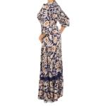 Boho Navy and White Floral Button Up Maxi Dress