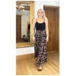 Animal Print Shirred Waist Palazzo Pants