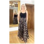 Animal Print Shirred Waist Palazzo Pants