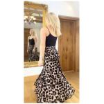 Animal Print Shirred Waist Palazzo Pants