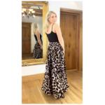 Animal Print Shirred Waist Palazzo Pants