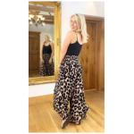 Animal Print Shirred Waist Palazzo Pants