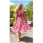 Red Print off the Shoulder Fit & Flare Dress