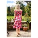 Red Print off the Shoulder Fit & Flare Dress