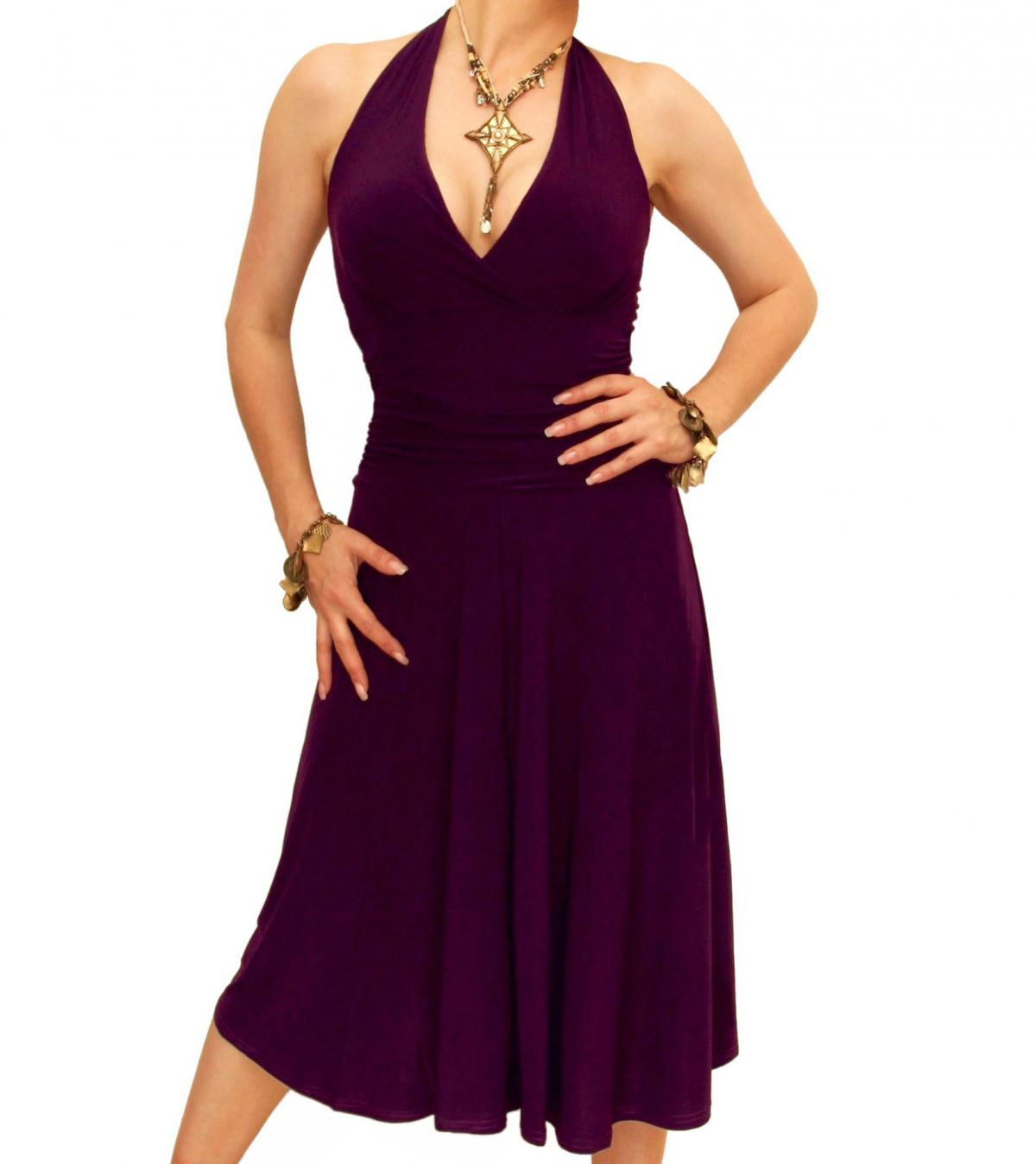 Purple Halter Neck Dress