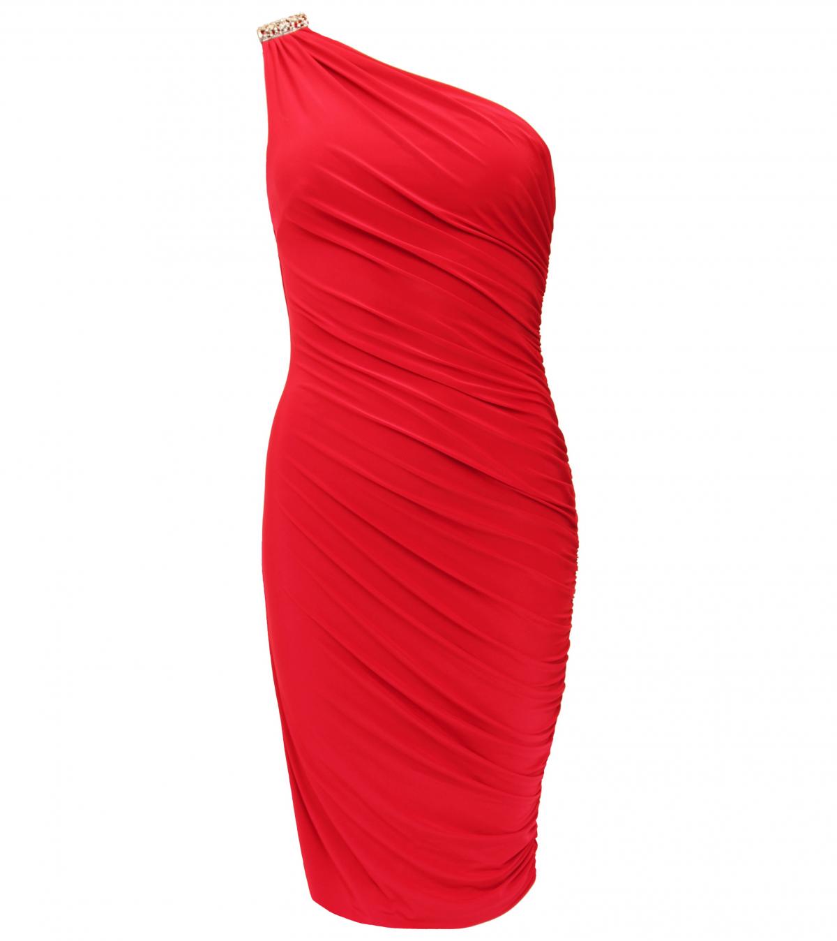 Red Figure Hugging Diamante Dress