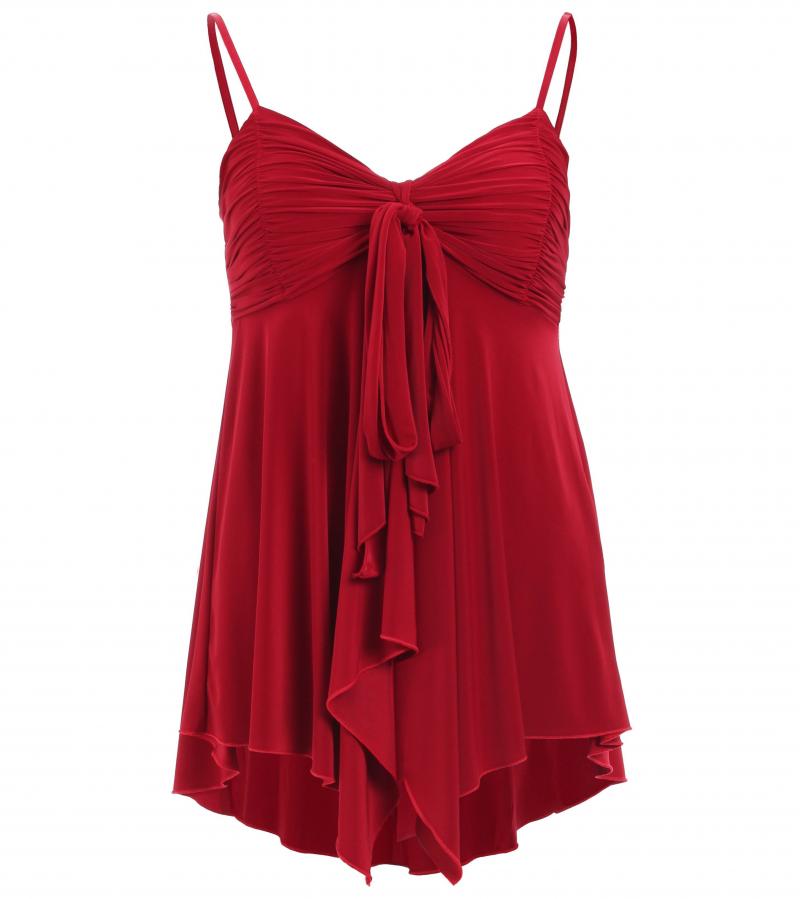 Red Strappy Halter Neck Tunic Top