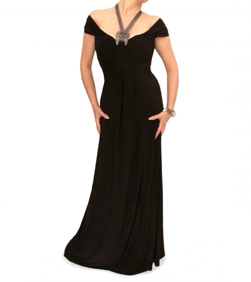 Black Halter Chain Evening Dress