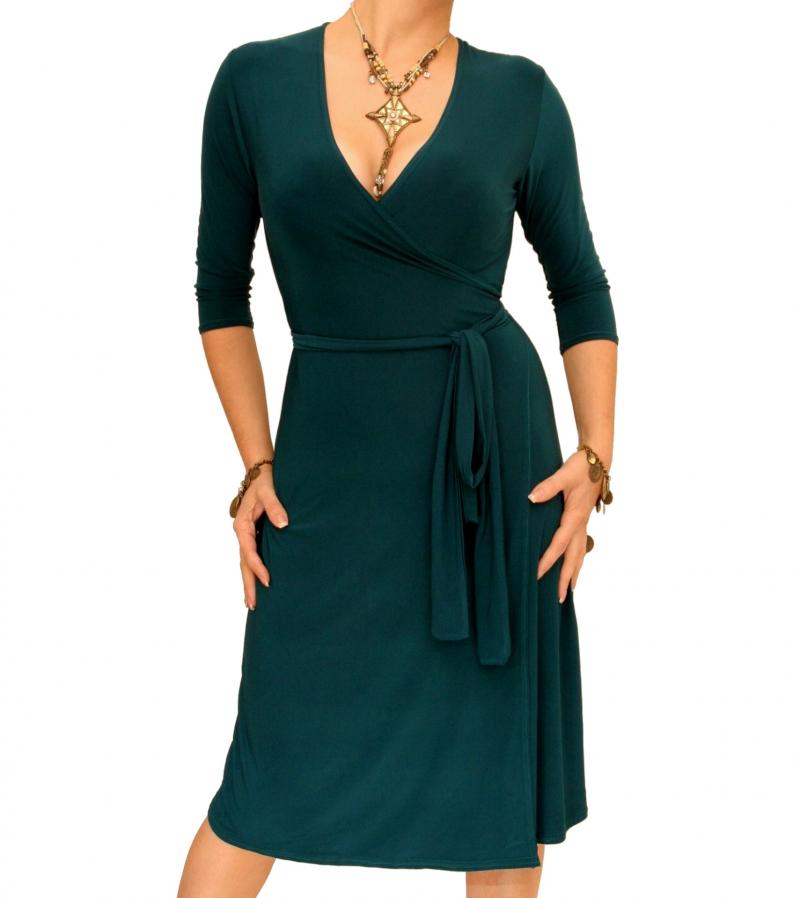 Teal Elegant Wrap Dress