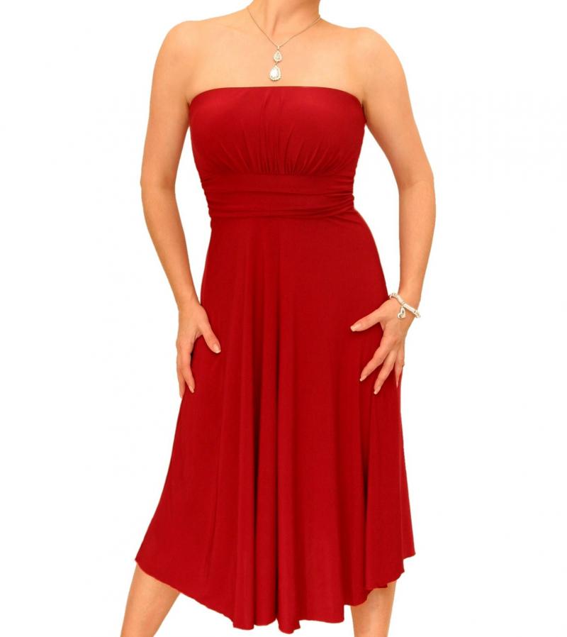 Red Slinky Strapless Dress