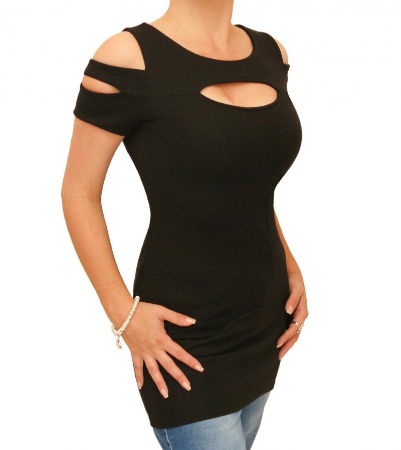 Black Slash Front Tunic Top