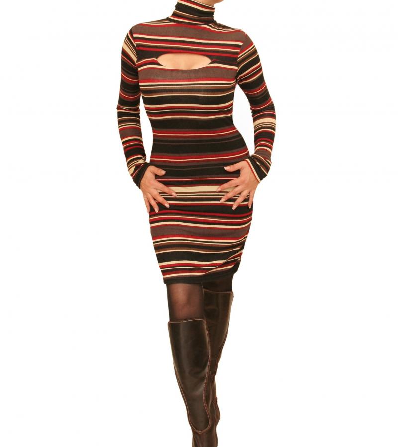 Red and Black Fine Knit Jumper Dress