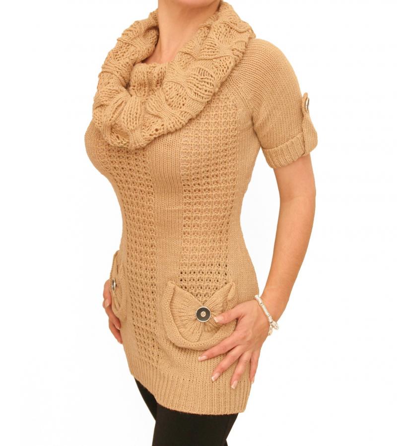 Camel Cowl Neck Tunic Jumper