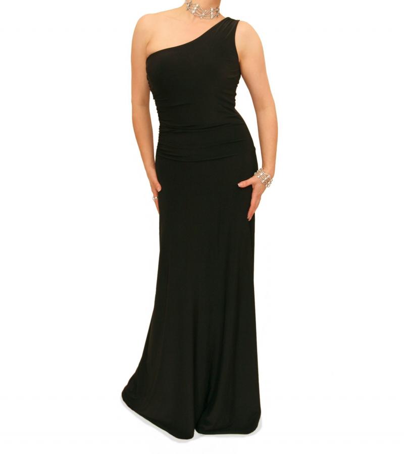 Black One Shoulder Long Evening Dress