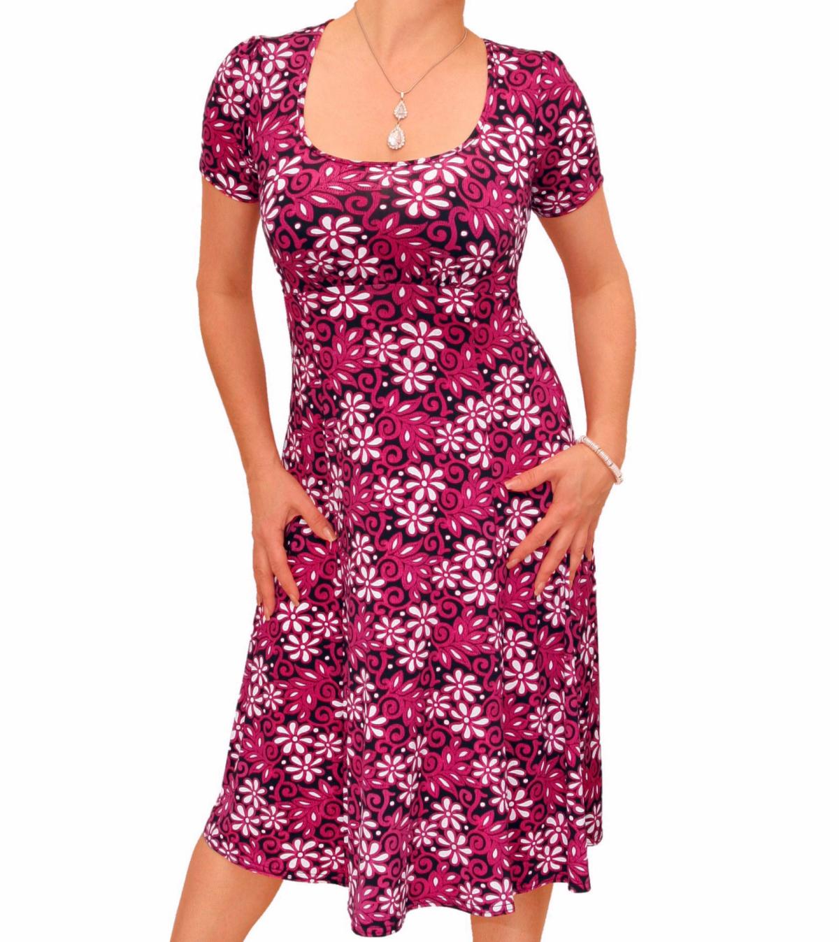 Pink Floral Print Tea Dress