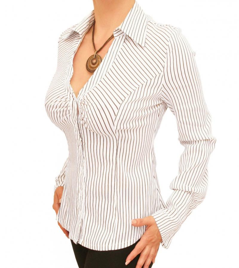 Black and White Pin Stripe Stretchy Shirt