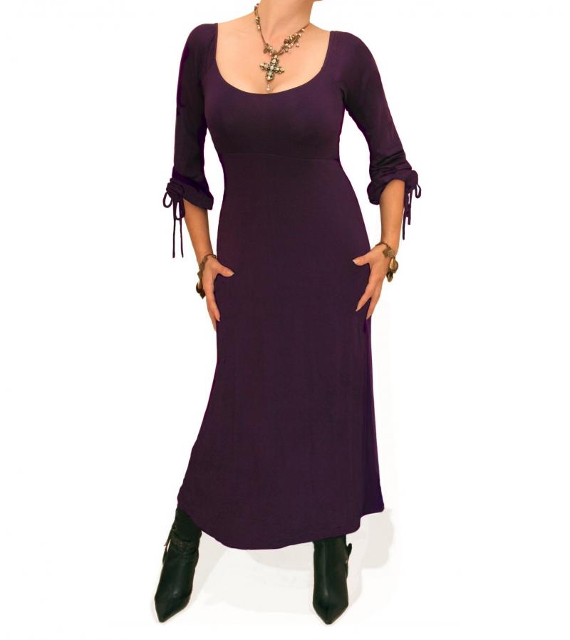 Dark Purple Scoop Neck Maxi Dress