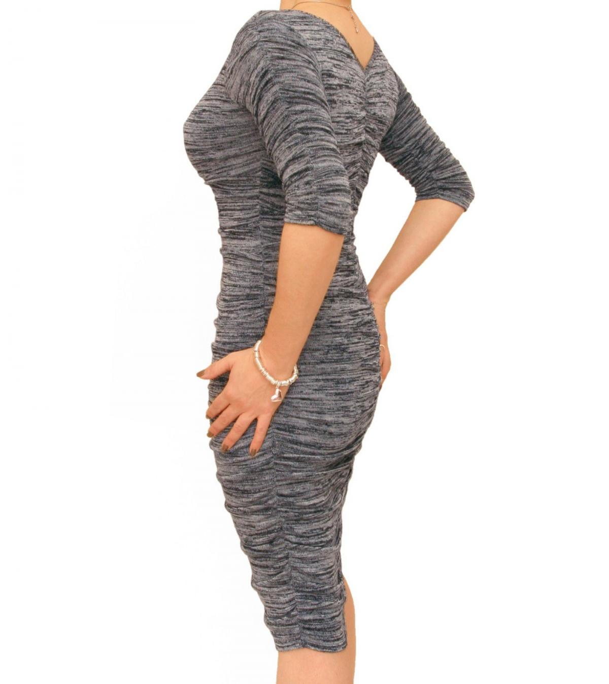 Ruched V-Neck Short Sleeve Dress